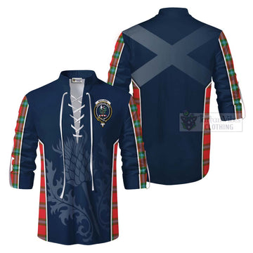 MacLaine (McLaine) Tartan Ghillie Kilt Shirt with Family Crest and Scottish Thistle Vibes Sport Style