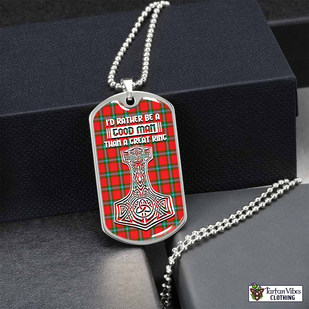 Tartan Vibes Clothing MacLaine (McLaine) Tartan Dog Tag Necklace Viking Mjolnir Style