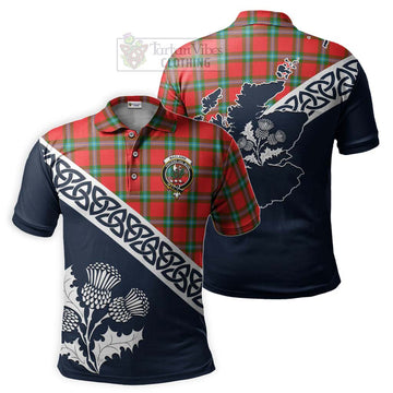 MacLaine (McLaine) Tartan Polo Shirt Featuring Thistle and Scotland Map