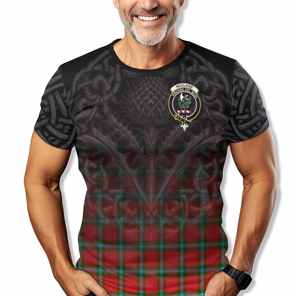 Tartan Vibes Clothing MacLaine (McLaine) Tartan T-Shirt with Family Crest Celtic Thistle Vibes