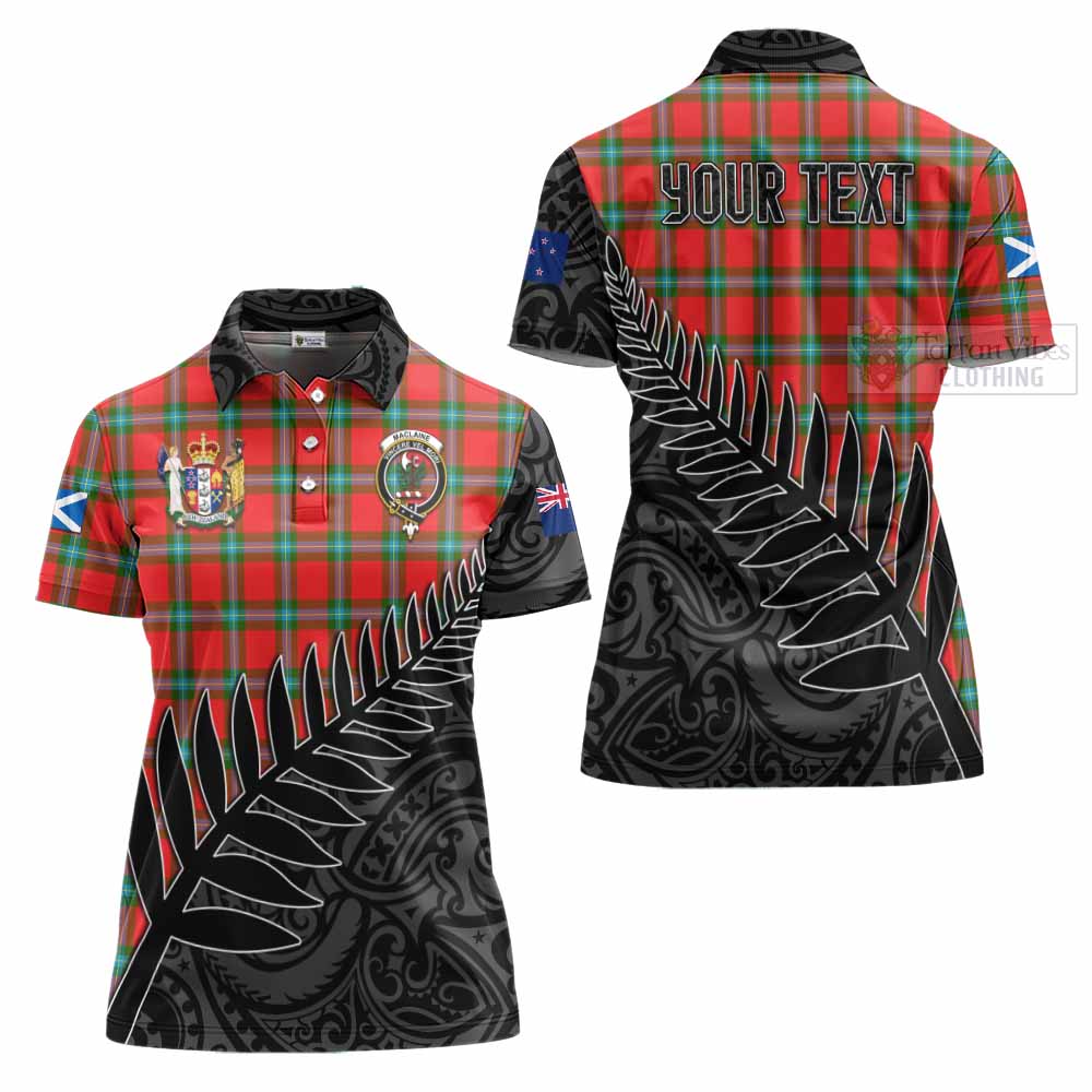 Tartan Vibes Clothing MacLaine (McLaine) Crest Tartan Women's Polo Shirt with New Zealand Silver Fern Half Style