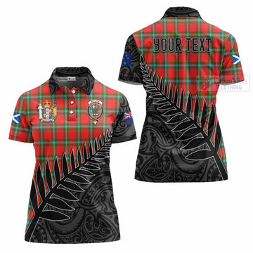 MacLaine (McLaine) Crest Tartan Women's Polo Shirt with New Zealand Silver Fern Half Style