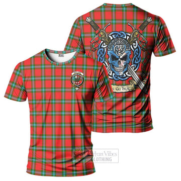 MacLaine (McLaine) Tartan T-Shirt with Family Crest Celtic Skull Style