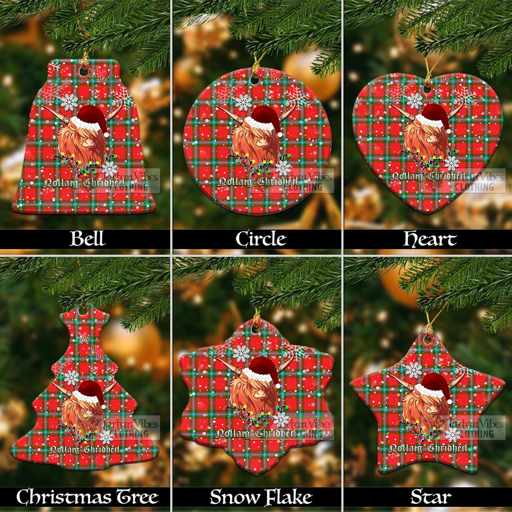 Tartan Vibes Clothing MacLaine (McLaine) Clan Tartan Ornament with Christmas Twinkle Highland Cattle