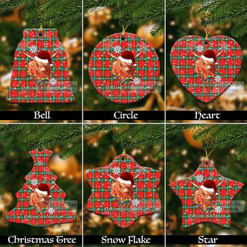 MacLaine (McLaine) Tartan Christmas Ceramic Ornaments with Twinkle Highland Cattle