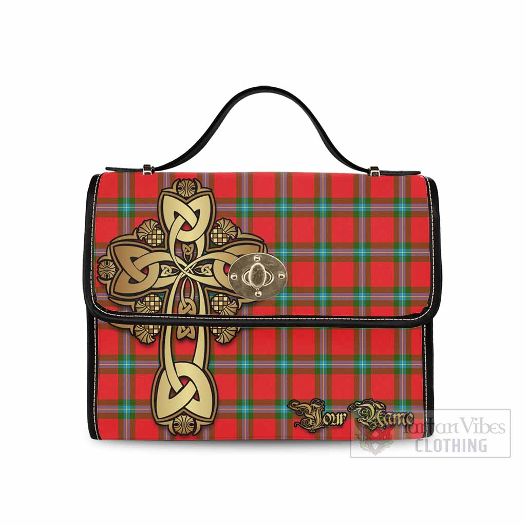 Tartan Vibes Clothing MacLaine (McLaine) Tartan Waterproof Canvas Bag Golden Thistle Celtic Cross Style