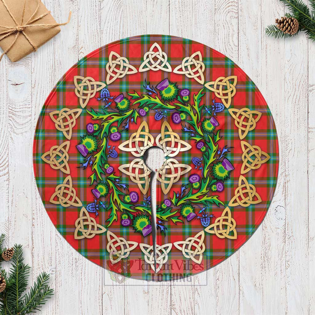 Tartan Vibes Clothing MacLaine (McLaine) Tartan Christmas Tree Skirt with Thistle Celtic Knot Style