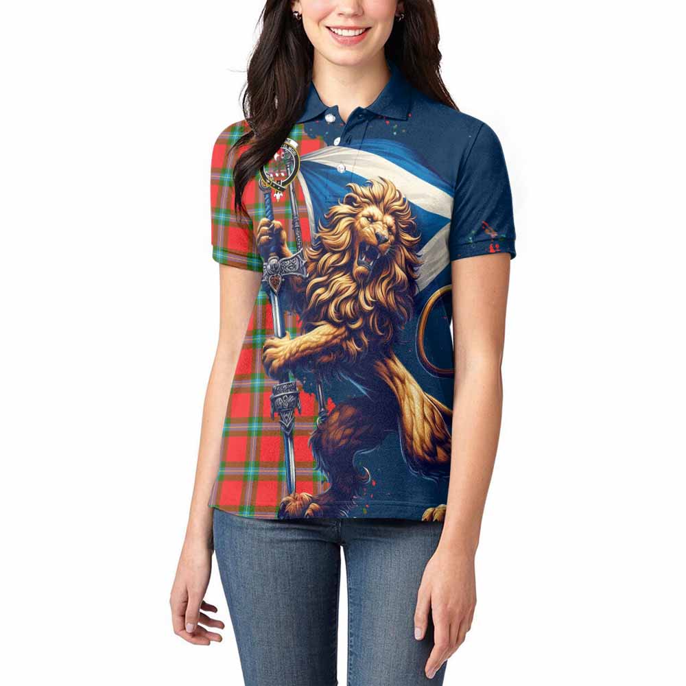 Tartan Vibes Clothing MacLaine (McLaine) Tartan Family Crest Women's Polo Shirt with Scottish Majestic Lion