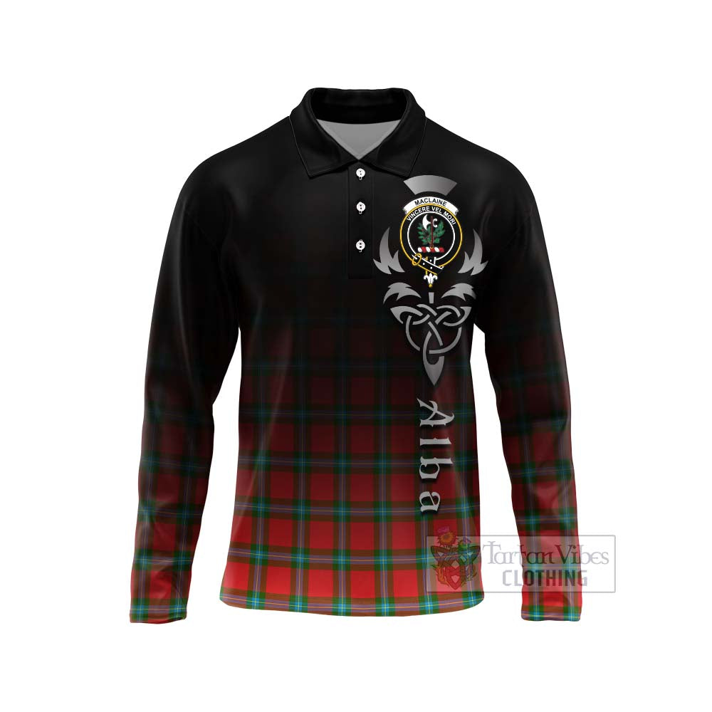 Tartan Vibes Clothing MacLaine (McLaine) Tartan Long Sleeve Polo Shirt Featuring Alba Gu Brath Family Crest Celtic Inspired