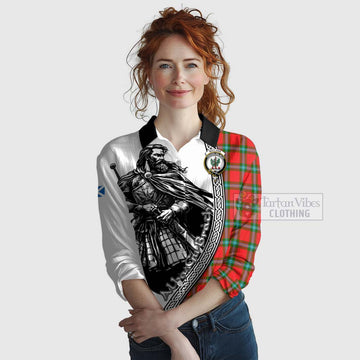 MacLaine (McLaine) Tartan Clan Crest Women's Casual Shirt with Highlander Warrior Celtic Style