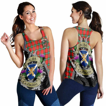 MacLaine (McLaine) Tartan Family Crest Women's Racerback Tanks Lion Rampant Royal Thistle Shield Celtic Inspired