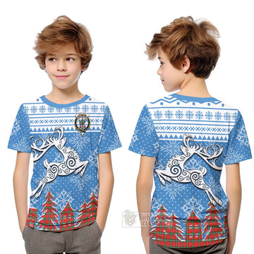 MacLaine (McLaine) Clan Christmas Kid T-Shirt Celtic Reindeer Style