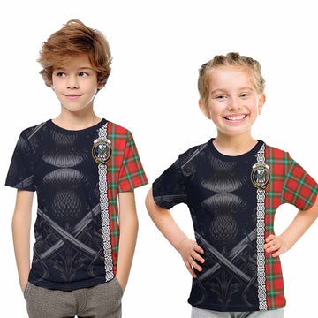 MacLaine (McLaine) Tartan Kid T-Shirt with Family Crest Cross Sword Thistle Celtic Vibes