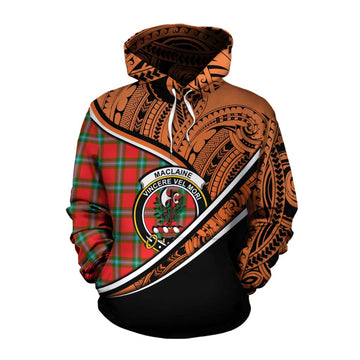 MacLaine (McLaine) Crest Tartan Cotton Hoodie with Polynesian Vibes Style - Orange Version