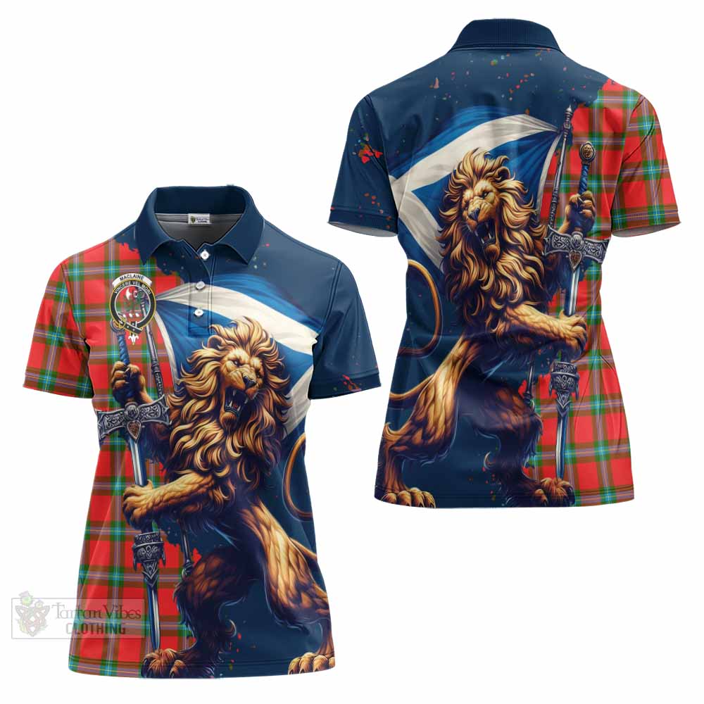 Tartan Vibes Clothing MacLaine (McLaine) Tartan Family Crest Women's Polo Shirt with Scottish Majestic Lion