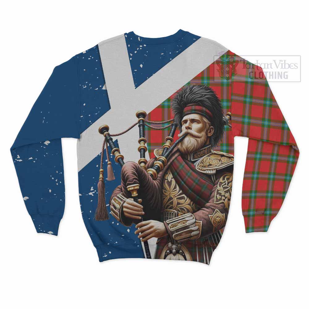 Tartan Vibes Clothing MacLaine (McLaine) Tartan Sweatshirt with Family Crest Scottish Bagpiper Vibes