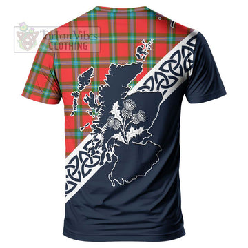 MacLaine (McLaine) Tartan T-Shirt Featuring Thistle and Scotland Map