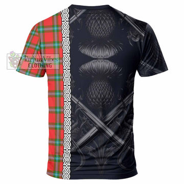 MacLaine (McLaine) Tartan T-Shirt with Family Crest Cross Sword Thistle Celtic Vibes