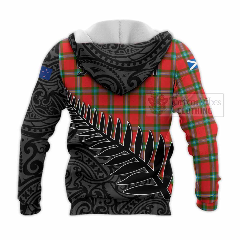 Tartan Vibes Clothing MacLaine (McLaine) Crest Tartan Knitted Hoodie with New Zealand Silver Fern Half Style