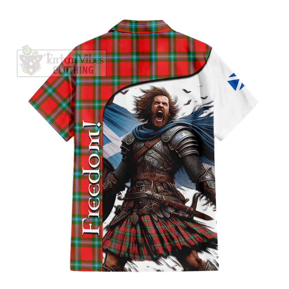 Tartan Vibes Clothing MacLaine (McLaine) Crest Tartan Short Sleeve Button Shirt Inspired by the Freedom of Scottish Warrior