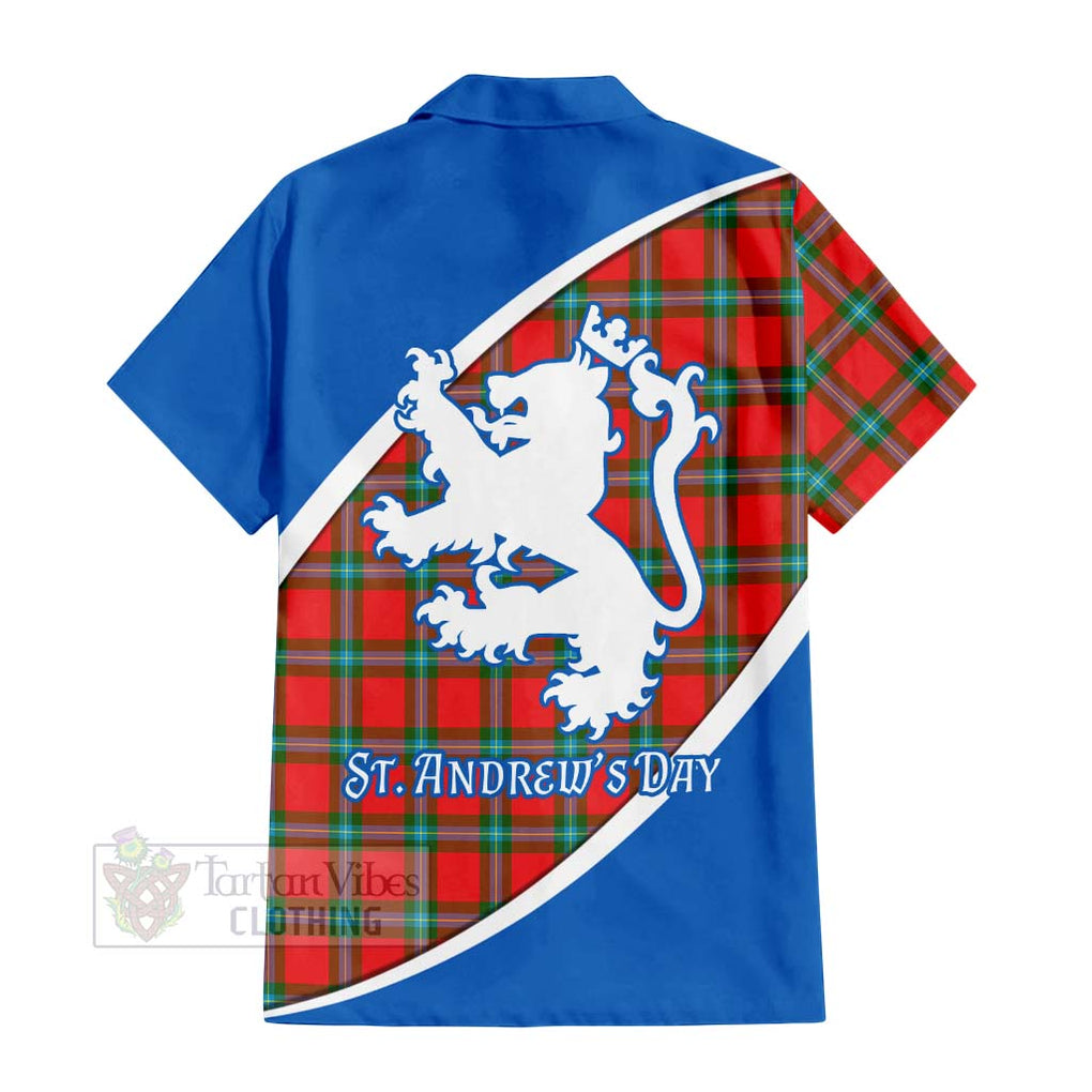 Tartan Vibes Clothing MacLaine (McLaine) Family Crest Tartan Short Sleeve Button Shirt Celebrate Saint Andrew's Day in Style