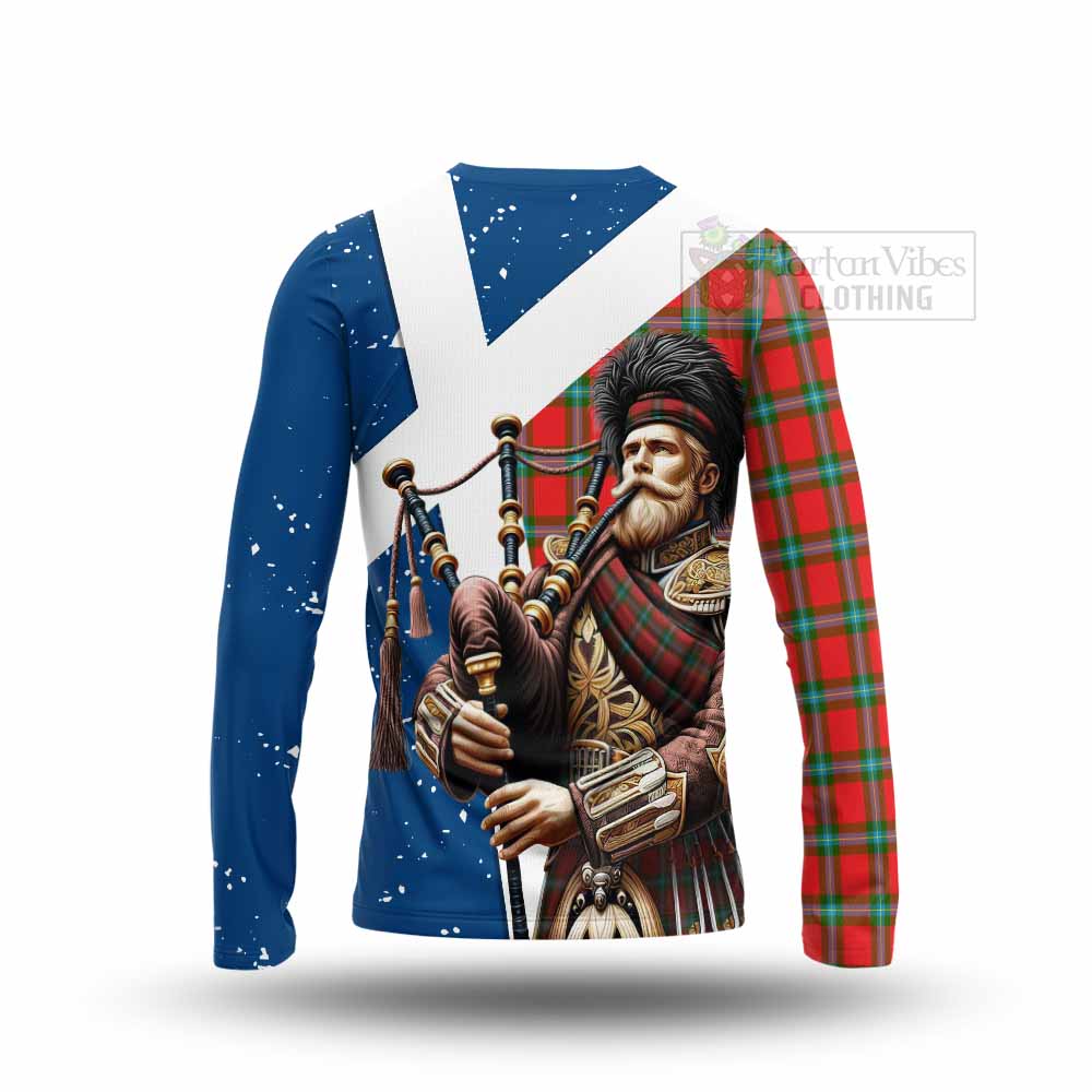 Tartan Vibes Clothing MacLaine (McLaine) Tartan Long Sleeve T-Shirt with Family Crest Scottish Bagpiper Vibes