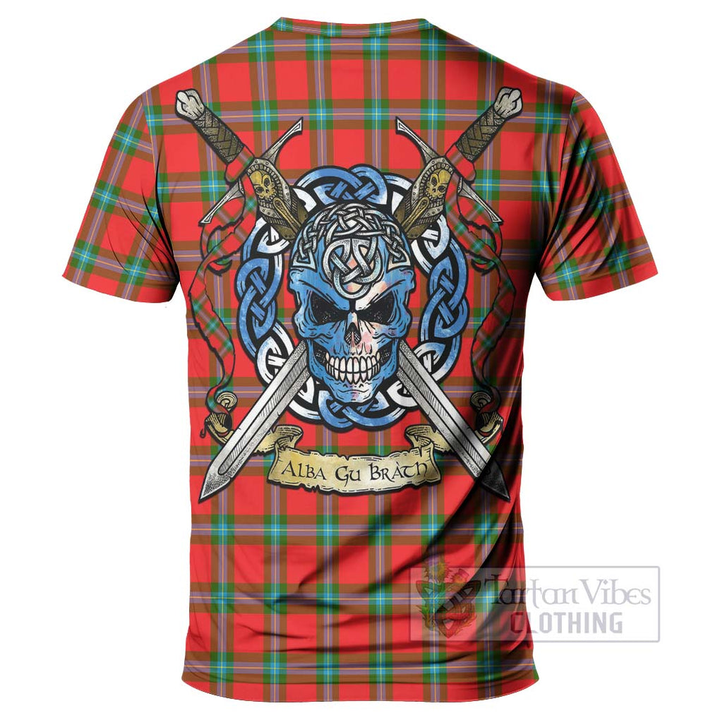 Tartan Vibes Clothing MacLaine (McLaine) Tartan T-Shirt with Family Crest Celtic Skull Style