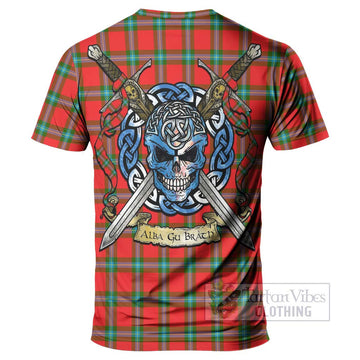 MacLaine (McLaine) Tartan T-Shirt with Family Crest Celtic Skull Style