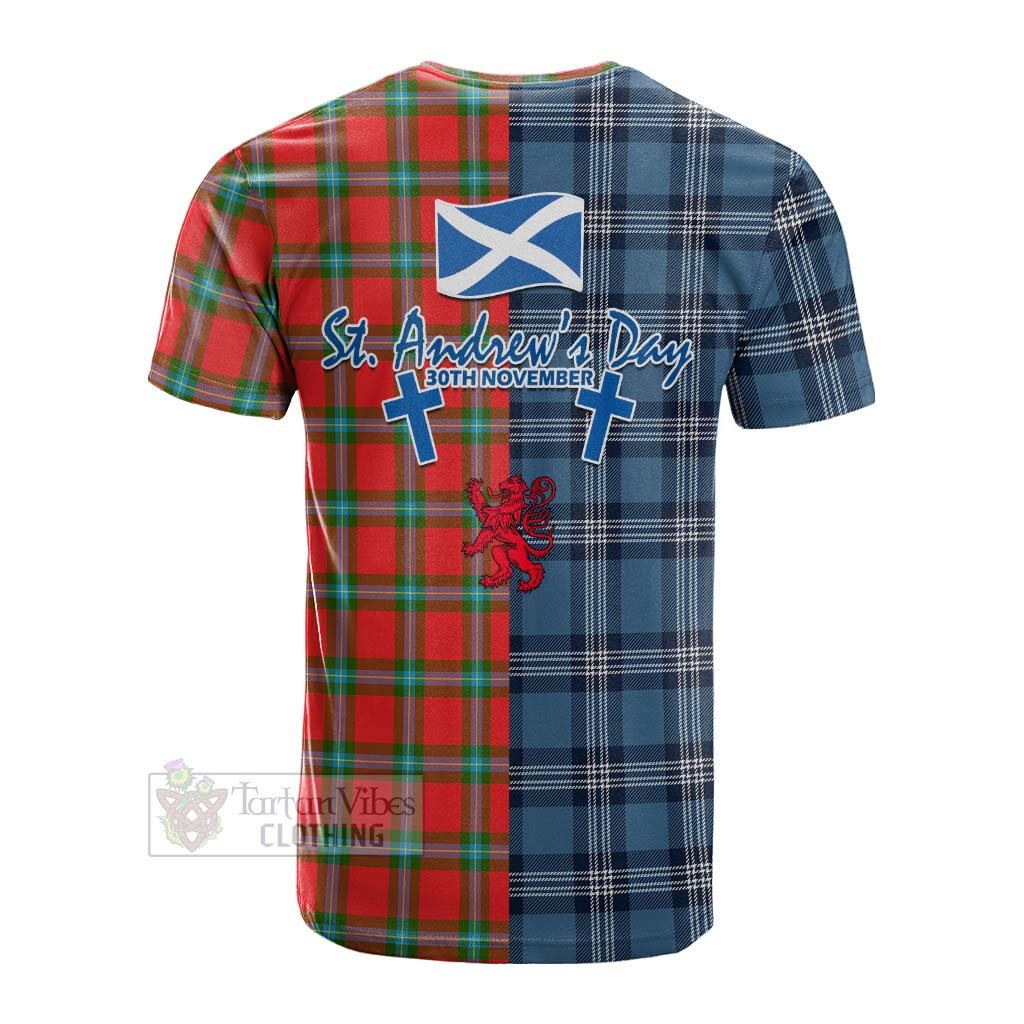 Tartan Vibes Clothing MacLaine (McLaine) Tartan Cotton T-shirt Happy St. Andrew's Day Half Tartan Style