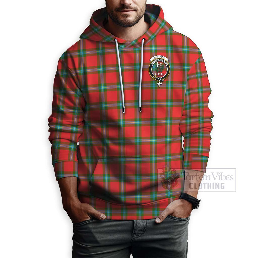 Tartan Vibes Clothing MacLaine (McLaine) Tartan Hoodie with Family Crest Celtic Skull Style