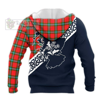 MacLaine (McLaine) Tartan Knitted Hoodie Featuring Thistle and Scotland Map