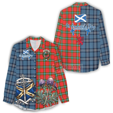 MacLaine (McLaine) Tartan Women's Casual Shirt Happy St. Andrew's Day Half Tartan Style