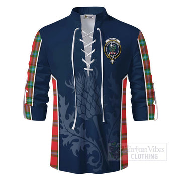 MacLaine (McLaine) Tartan Ghillie Kilt Shirt with Family Crest and Scottish Thistle Vibes Sport Style