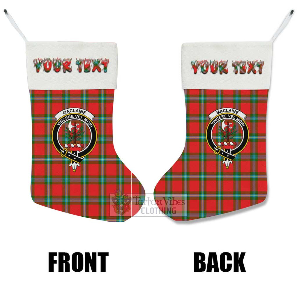 Tartan Vibes Clothing MacLaine (McLaine) Tartan Family Crest Christmas Stocking with Personalized Text