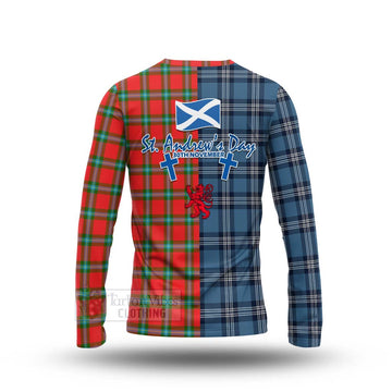 MacLaine (McLaine) Tartan Long Sleeve T-Shirt Happy St. Andrew's Day Half Tartan Style