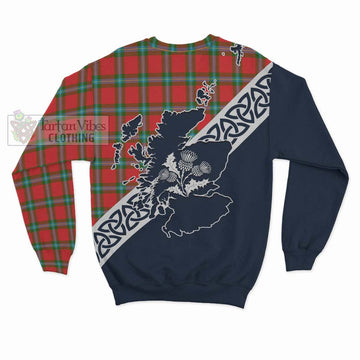 MacLaine (McLaine) Tartan Sweatshirt Featuring Thistle and Scotland Map