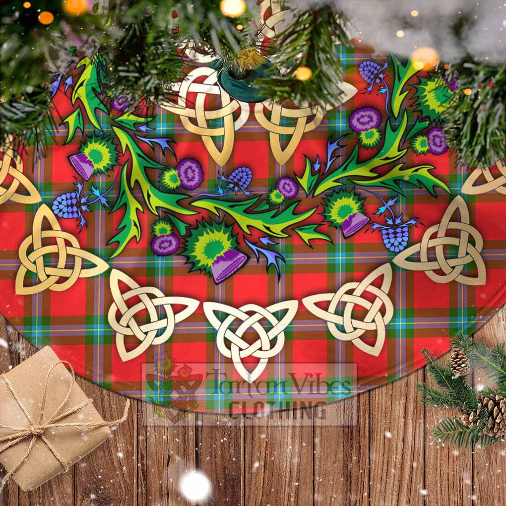 Tartan Vibes Clothing MacLaine (McLaine) Tartan Christmas Tree Skirt with Thistle Celtic Knot Style