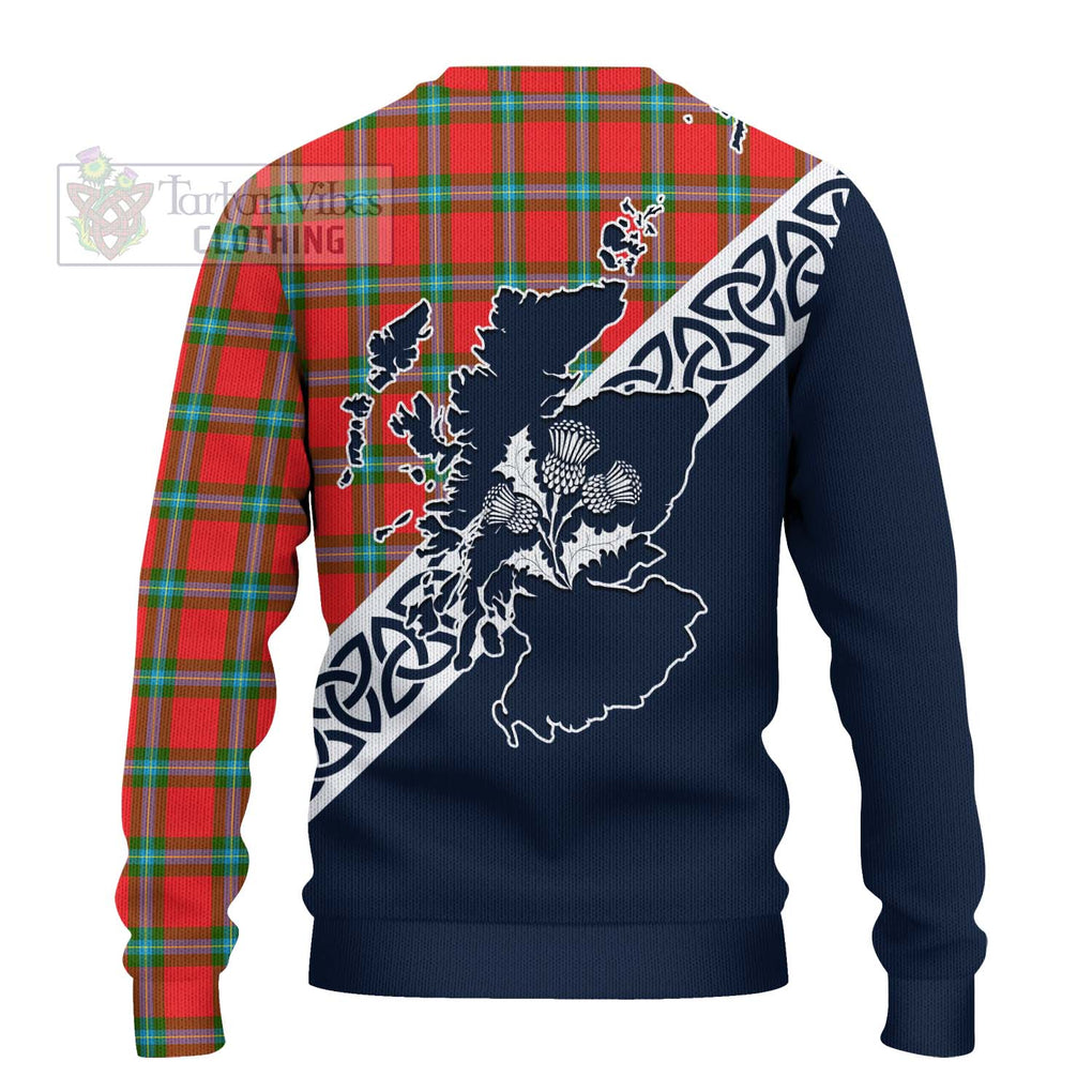 Tartan Vibes Clothing MacLaine (McLaine) Tartan Knitted Sweater Featuring Thistle and Scotland Map