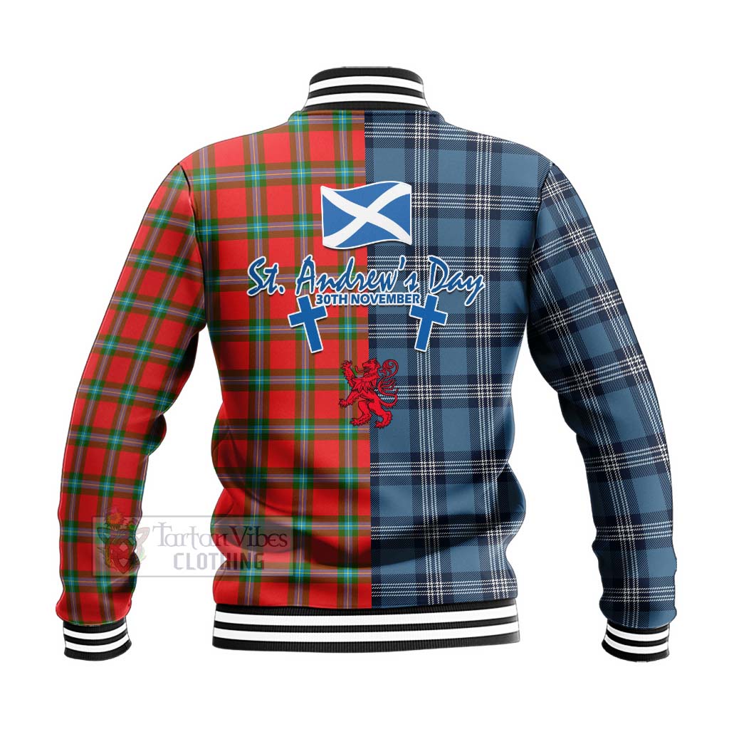 Tartan Vibes Clothing MacLaine (McLaine) Tartan Baseball Jacket Happy St. Andrew's Day Half Tartan Style