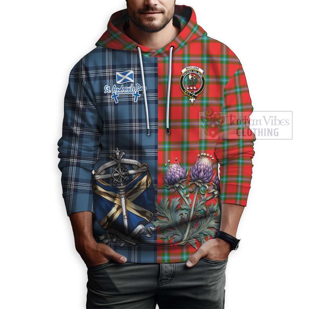 Tartan Vibes Clothing MacLaine (McLaine) Tartan Hoodie Happy St. Andrew's Day Half Tartan Style