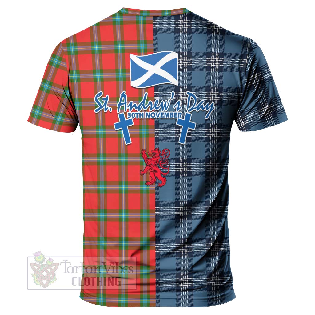 Tartan Vibes Clothing MacLaine (McLaine) Tartan T-Shirt Happy St. Andrew's Day Half Tartan Style