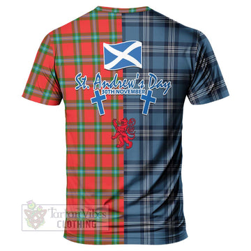 MacLaine (McLaine) Tartan T-Shirt Happy St. Andrew's Day Half Tartan Style