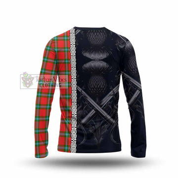 MacLaine (McLaine) Tartan Long Sleeve T-Shirt with Family Crest Cross Sword Thistle Celtic Vibes