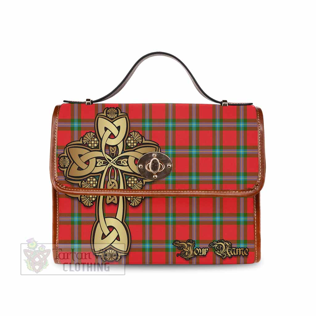 Tartan Vibes Clothing MacLaine (McLaine) Tartan Waterproof Canvas Bag Golden Thistle Celtic Cross Style