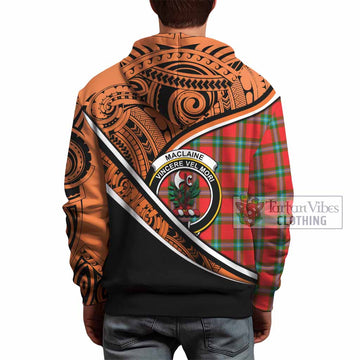 MacLaine (McLaine) Crest Tartan Hoodie with Polynesian Vibes Style - Orange Version