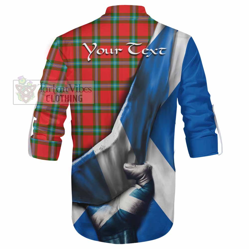 Tartan Vibes Clothing MacLaine (McLaine) Tartan Ghillie Kilt Shirt with Family Crest Scotland Patriotic Style