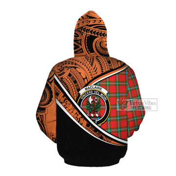 MacLaine (McLaine) Crest Tartan Cotton Hoodie with Polynesian Vibes Style - Orange Version