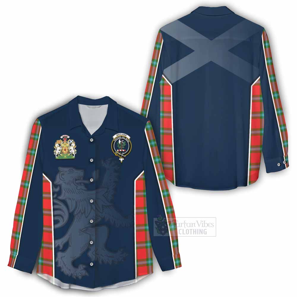 Tartan Vibes Clothing MacLaine (McLaine) Tartan Women's Casual Shirt with Family Crest and Lion Rampant Vibes Sport Style