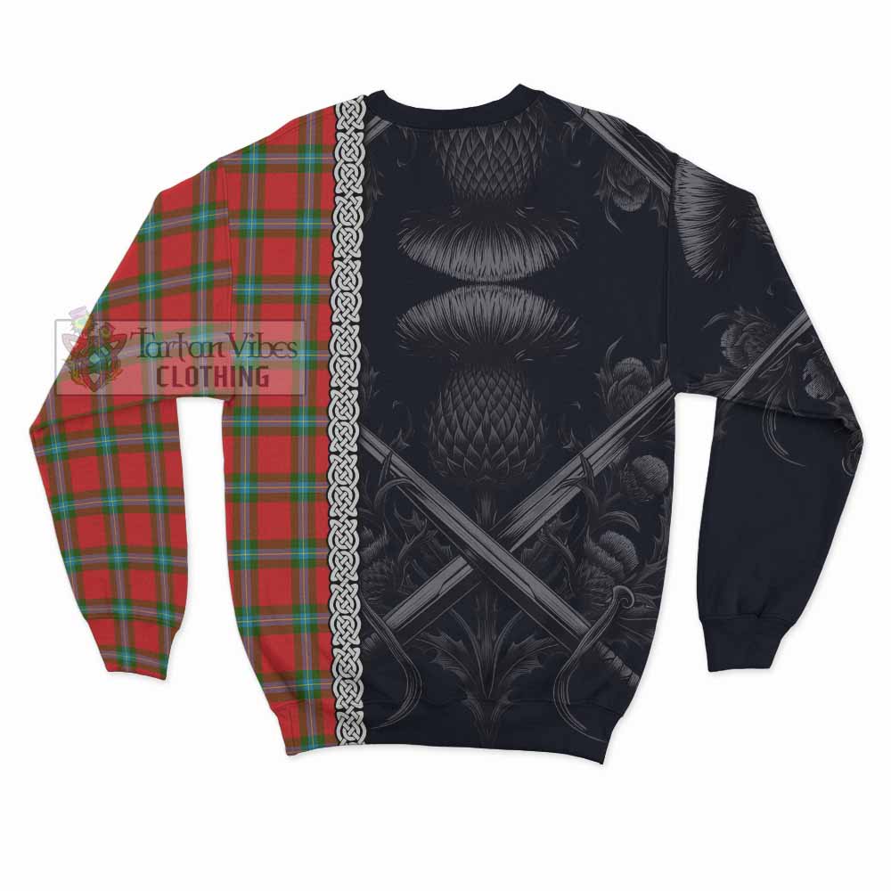 Tartan Vibes Clothing MacLaine (McLaine) Tartan Sweatshirt with Family Crest Cross Sword Thistle Celtic Vibes