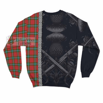 MacLaine (McLaine) Tartan Sweatshirt with Family Crest Cross Sword Thistle Celtic Vibes